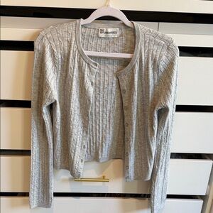 No Boundaries Gray Cable Knit Button Cardigan